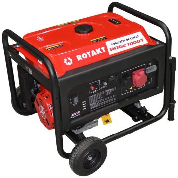 Generator De Curent Pe Benzină Rotakt ROGE7000T 6.8 kW, Trifazic, AVR, Voltmetru, Ieșire De 12V, Consum 3,12 l/h