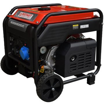 Generator De Curent Rotakt ROGE8000iD, Benzină 7.5 KW, AVR, Voltmetru, Ieșire De 12V